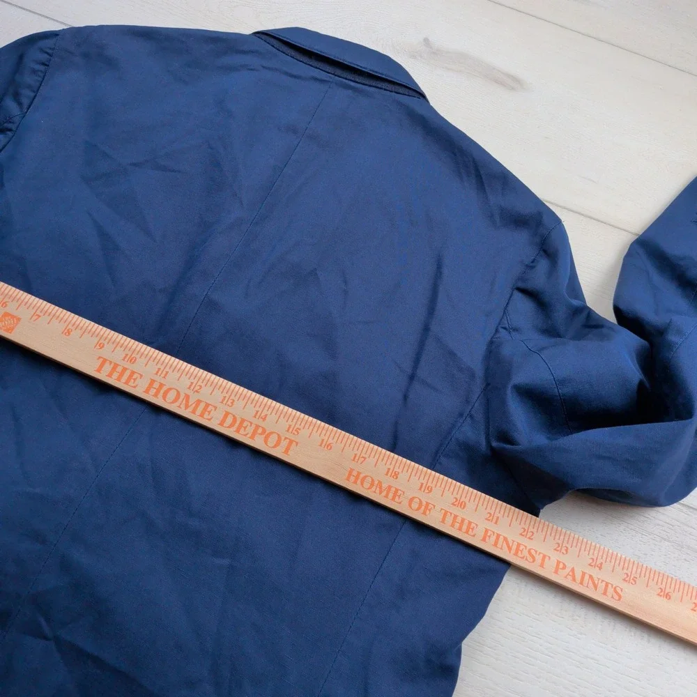 Banana Republic Double Breasted Cotton Linen Blazer Mens 44R Peak Lapel Navy